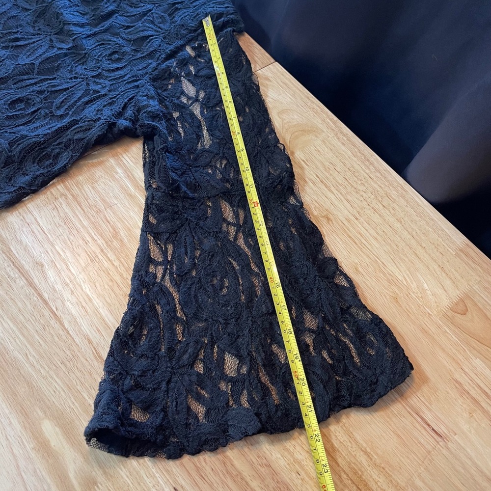 ING Black Floral Lace Bell Sleeve Tassel Fringe Shift Dress Plus Size 3X NDA354 - Picture 6 of 8